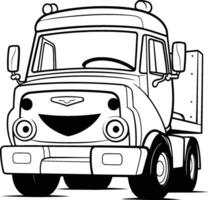 illustration av en lastbil med en leende på en vit bakgrund. vektor