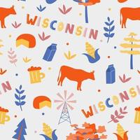 usa samling. vektor illustration av wisconsin tema. statens symboler