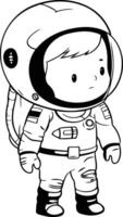 rymddräkt. astronaut. kosmonaut. Plats. astronomi. liten. mänsklig. universum. barn. tecknad serie. pojke. unge. person. söt. karaktär. illustration. ung. barndom. människor. Lycklig. vektor