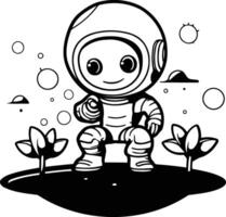 Astronaut auf das Planet. Karikatur Charakter. vektor
