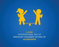 International Tag von unschuldig Kinder die Opfer von Aggression Juni 4 Vorlage zum Hintergrund mit Banner Karte und Poster eben Illustration eben Design vektor
