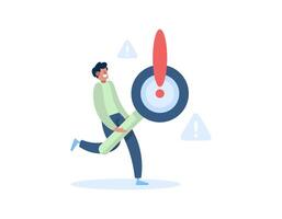 Error Analyse Konzept. analysieren Fehler zu finden Lösungen. lösen das Problem. Illustration von ein Mann halten ein Vergrößerung Glas mit ein Ausruf markieren. eben Stil Illustration Konzept Design vektor