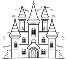 Karikatur Schloss isoliert auf Weiß Hintergrund. schwarz und Weiß Illustration. vektor