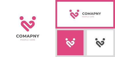 Menschen Liebe Pflege und Gesundheit Herz Logo Symbol Design zum Nächstenliebe und Unterstützung Konzept und glücklich Leben Logo Symbol vektor