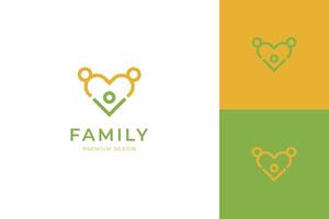 Liebe Familie Logo Symbol Design minimalistisch Stil mit Herz Grafik Element Symbol zum Erziehung, Familie Pflege, Freundschaft Logo vektor