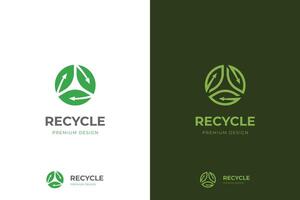 recyceln Blatt Logo Symbol Design mit Kreis Grafik Konzept, Recycling Ökologie Logo Vorlage vektor