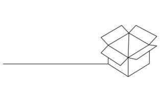 Single kontinuierlich einer Linie Zeichnung von ein Karton Kasten. online Einkaufen Konzept vektor