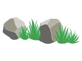 sten sten med gräs illustration vektor
