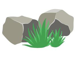 groß Stein mit Gras Illustration vektor