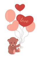 Teddy Bär mit Luftballons. st. Valentinstag Tag. Illustration auf ein Weiß Hintergrund. vektor