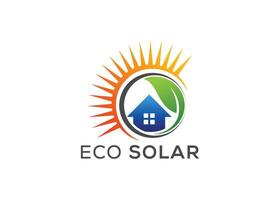 minimalistisch Öko Solar- Energie Logo. modern Grün Energie Solar- Logo Logo. heim, Blatt, Sonne Logo vektor