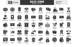 Der Umsatz Symbole set.e-commerce online Einkaufen Glyphe Symbole vektor