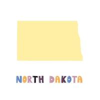 usa samling. karta över North dakota - gul siluett vektor