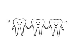 Symbole von Zähne mit Gekritzel Emotionen. das Konzept von gesund Zähne und ein schön lächeln. Dental Pflege. vektor