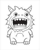 monster illustration, söt monster färg sidor för barn vektor