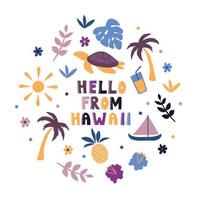 USA-Sammlung. hallo vom hawaii thema. Zustandssymbole vektor