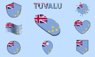 Sammlung von eben National Flaggen von Tuvalu mit Karte vektor