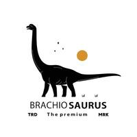 Jahrgang Hipster Dinosaurier, Brachiosaurus Logo Silhouette Kunst Symbol vektor