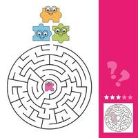 Hilf dem Puzzleteil, den Weg zum Puzzle zu finden, Labyrinthspiel für Kinder, Antwort vektor