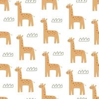 sömlös mönster med tecknad serie giraff, dekor element. vektor