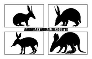 logotyp illustration jordvark gående silhuett samling, jordvark silhuett bunt, vild djur- vektor