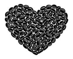 rostad kaffe bönor formning en hjärta, kärlek koffein symbol design vektor