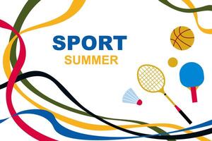 sommar sport bakgrund med racketar och bollar vektor