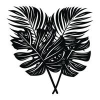 schwarz Silhouette von tropisch Palme Blätter Weiß Hintergrund vektor