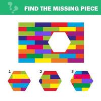 visuelles Logikrätsel. fehlendes Teil finden - Puzzlespiel für Kinder. vektor