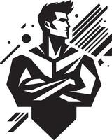 svart silhuett av en superhjälte Gym man vektor