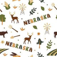 USA-Sammlung. Vektor-Illustration von Nebraska-Thema. Zustandssymbole vektor