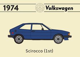 1974 vw scirroco bil affisch konst vektor