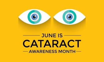 Katarakt Bewusstsein Monat ist beobachtete jeder Jahr im Juni. es Ursache durch Trübung auf das Linse von das Augen. vektor
