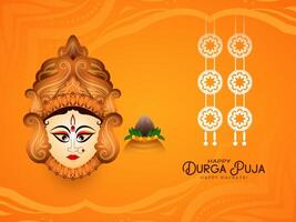 durga puja och Lycklig Navratri gudinna dyrkan kulturell festival bakgrund vektor