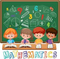 Kinder lernen Mathe mit Mathesymbol und Symbol vektor