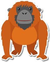 knubbig orangutang djur tecknad klistermärke vektor