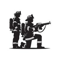 Feuerwehrleute Gruppe Pose Silhouette Illustration vektor