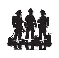 Feuerwehrleute Gruppe Pose Silhouette Illustration vektor