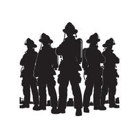 Feuerwehrleute Gruppe Pose Silhouette Illustration vektor