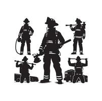 Feuerwehrleute Gruppe Pose Silhouette Illustration vektor