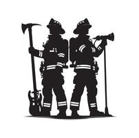 Feuerwehrleute Gruppe Pose Silhouette Illustration vektor