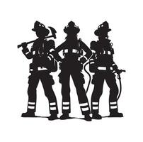 Feuerwehrleute Gruppe Pose Silhouette Illustration vektor