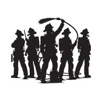 Feuerwehrleute Gruppe Pose Silhouette Illustration vektor