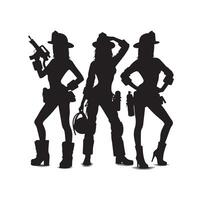 Feuerwehrleute Gruppe Pose Silhouette Illustration vektor