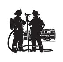 Feuerwehrleute Gruppe Pose Silhouette Illustration vektor