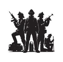 Feuerwehrleute Gruppe Pose Silhouette Illustration vektor