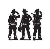 Feuerwehrleute Gruppe Pose Silhouette Illustration vektor