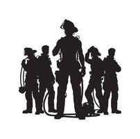 Feuerwehrleute Gruppe Pose Silhouette Illustration vektor