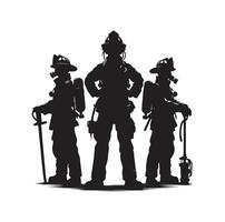 Feuerwehrleute Gruppe Pose Silhouette Illustration vektor