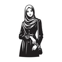 Hijab Stil Mode Illustration Design Silhouette Stil vektor